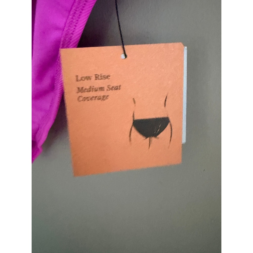 Shade & Shore Pink Ribbed Low Rise Medium Coverage Bikini Swim Bottoms Large NWT - Picture 3 of 5